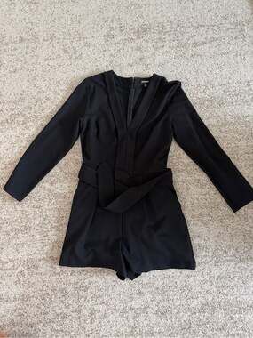 Express Black Women's Romper with Waist Tie